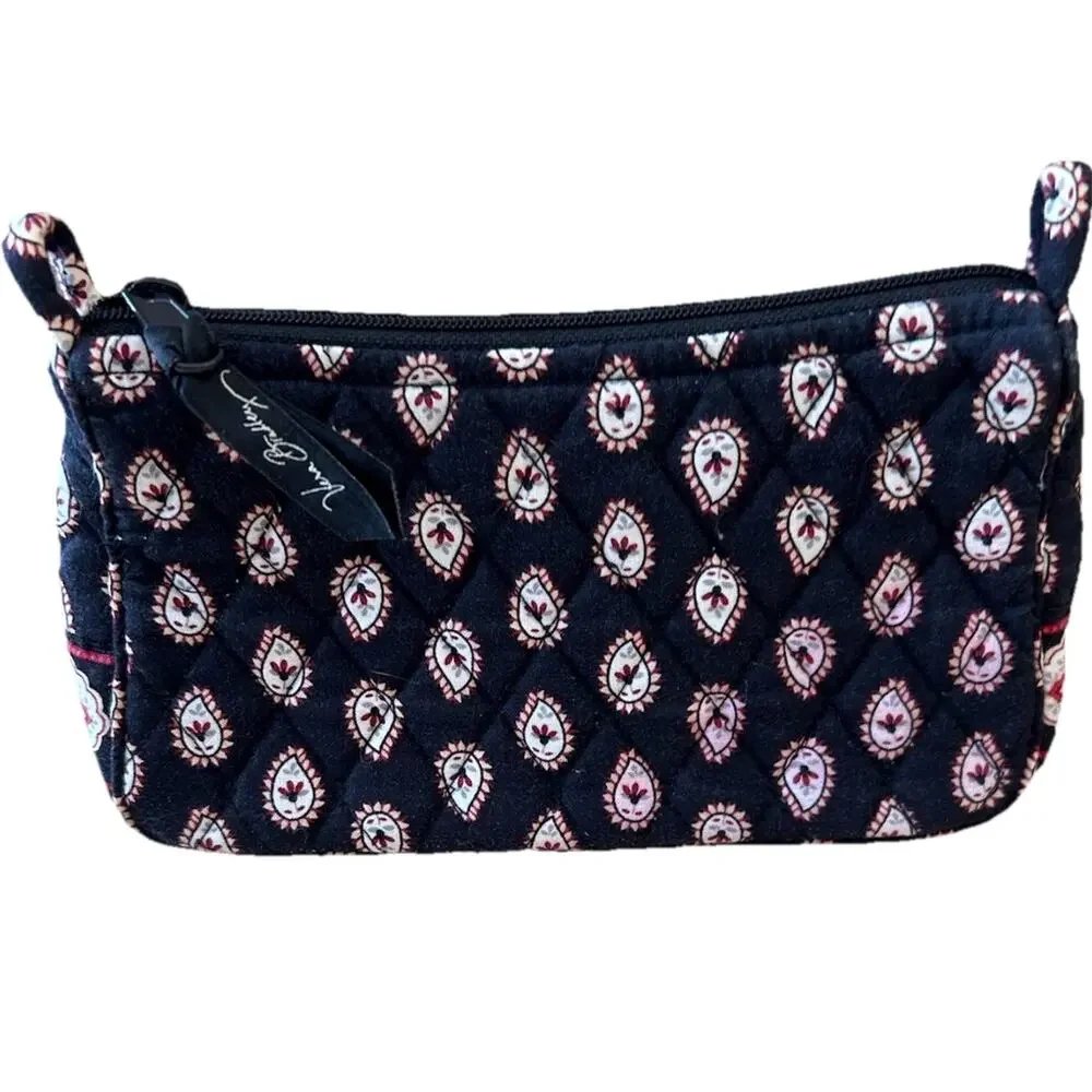 Vera Bradley Small Quilted Hobo Bag Makeup Purse Black Red White Boho Quilted